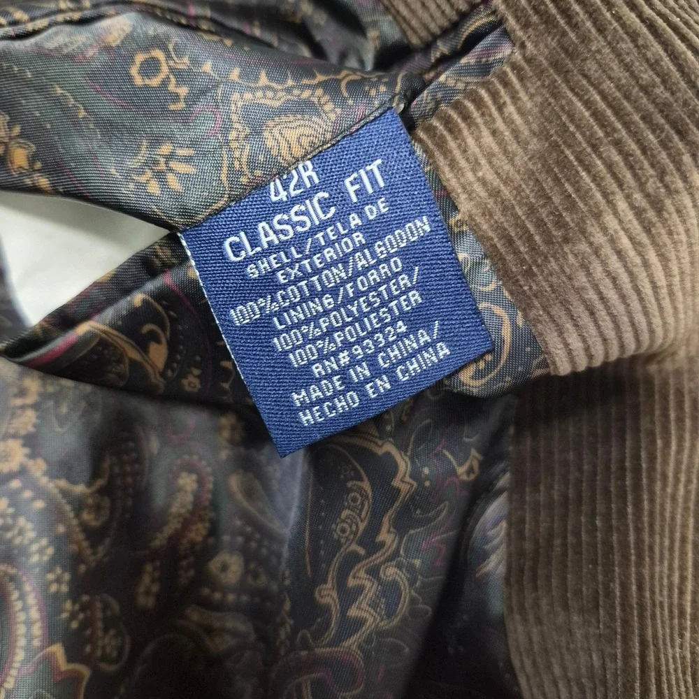 Stafford Essentials Blazer Mens‎ 42R Brown Corduroy Classic Fit Paisley Lining